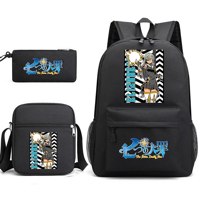Anime The Seven Deadly Sins School Backpack Set with Shoulder Bag Pencil Case for Kids Teens Daily Bookbag