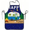 1pc Happy Campers Travel Trailer Print Apron, Durable And Easy To Clean, Adjustable Waistband, Polyester Material, for Kitchen Cooking, Gardening, Orc