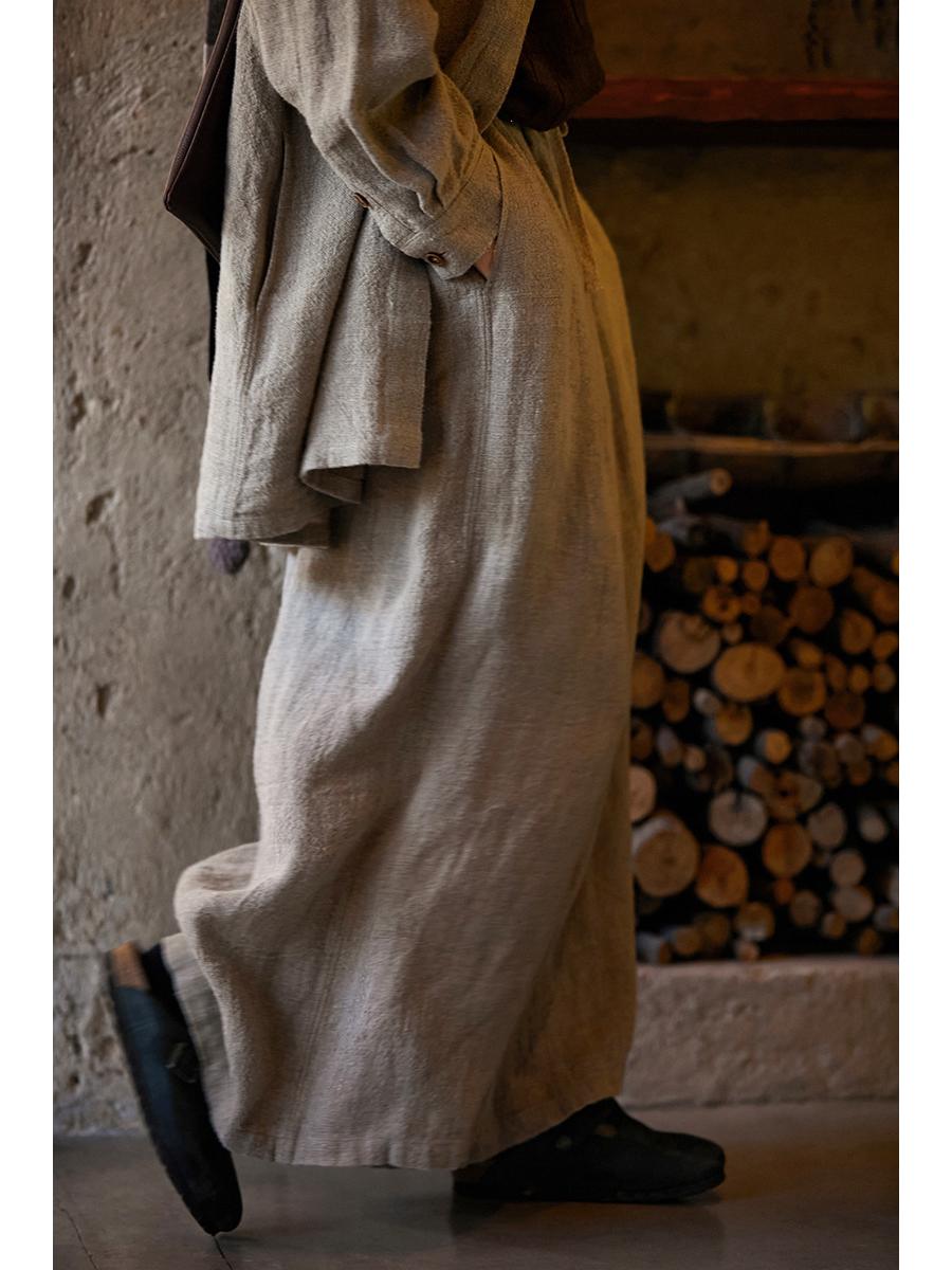 Autumn Retro Cotton Linen Women s Plus Size Wide Leg Pants M