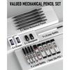 Nicpro Black Art Mechanical Pencil 5pcs Metal Drafting Pencils Mm 2mm Graphite Lead Holder for Sketch Drawing with 9 Tubes 2B HB 2H Lead Refill Eraser