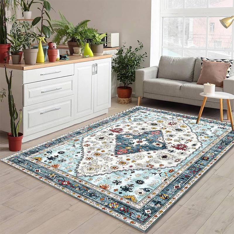 Klassisk Europeisk Tryckt Matta för Vardagsrum Heminredning Sovrum Kök Halkfria Mattor Områdesgolvmatta Tvättbara Mattor