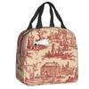Custom Purple Flower Toile De Jouy Inspired Pattern Insulated Lunch Tote Bag for Women Portable Cooler Thermal Food Lunch Box
