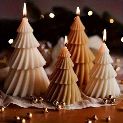 Neue Origami Faltfächerförmige Silikonkerzenform, DIY Geometrische Rotierende Tannenbaumkerzen- & Aromatherapieform, Vintage Französischer Stil Rote Kerzenform