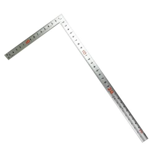 Shinwa Sokutei Curved Ruler, Same Thickness, 1 Shaku (30cm) on Back, Classic Red Numbers, Silver, 10649