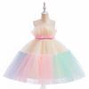European & American Children's One-Shoulder Piano Performance Evening Dress with Bow