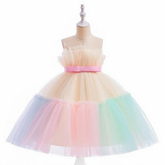 European & American Children's One-Shoulder Piano Performance Evening Dress with Bow