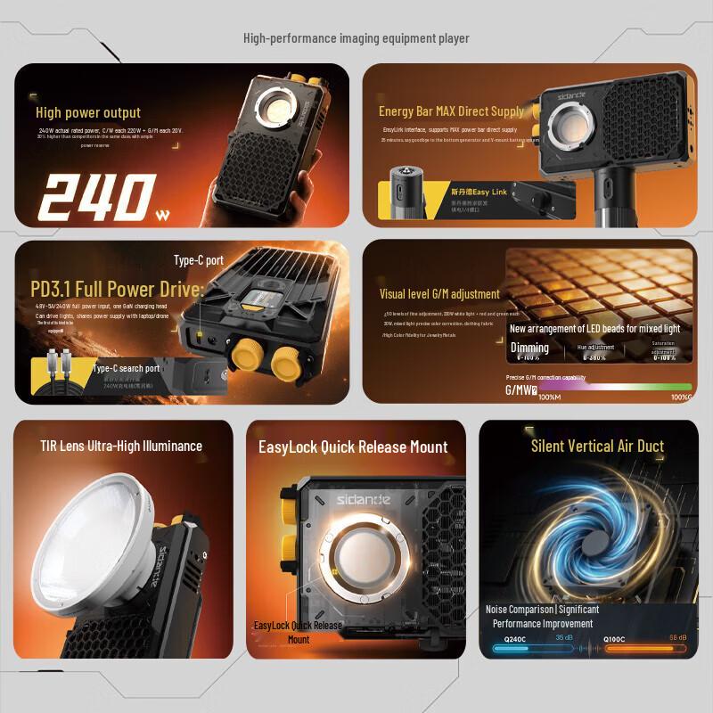 Sidande Q240 240W Portable LED Video Light