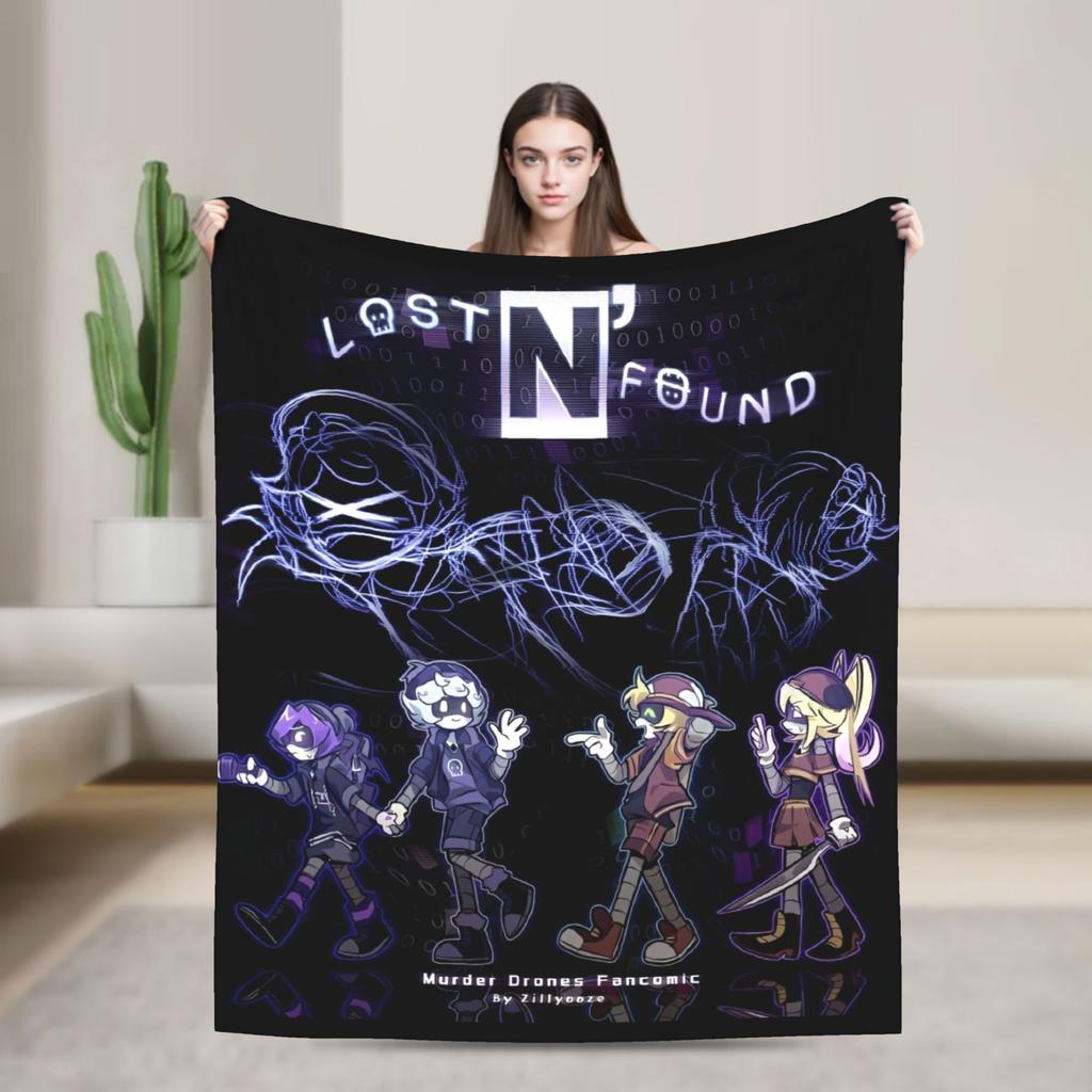 Murder Drones Game Knitted Blanket Fleece Uzi Doorman Horror Super Warm Throw Blankets for Home Couch Bedspread