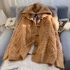 Women's Loose Cable Knit Hooded Sweater Coat - Thick Autumn/Winter 2024 Cardigan