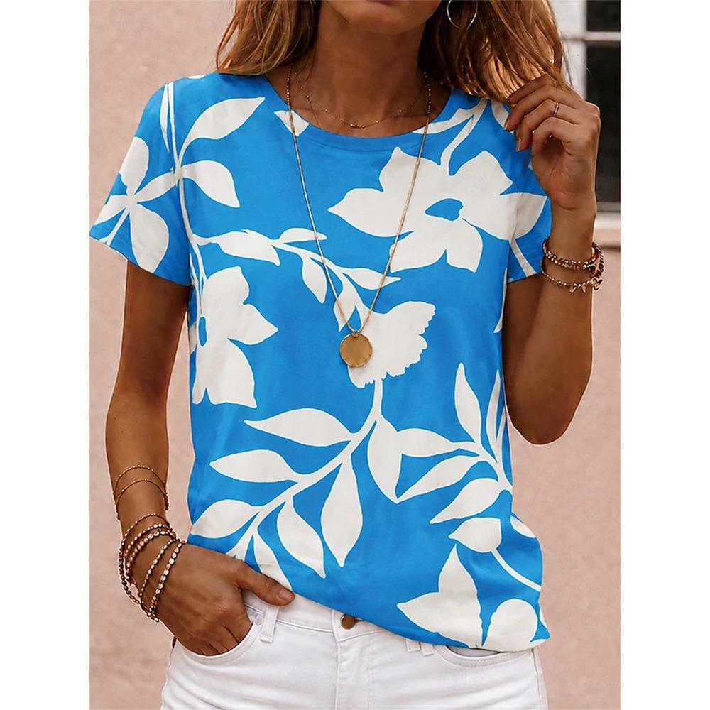 2026 New Women's Casual Short-Sleeve T-Shirt Black and White Butterfly Print