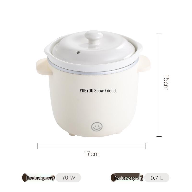 Compact Electric Ceramic Stew Pot & Porridge Cooker – Ideal for Single Servings, Soups, and Baby Food 0.7L Mini Stew Pot
