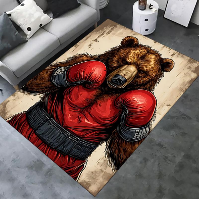 Boxing Bear Chair Mat Office Carpet for Home Decor, Oversized Rug for Sofa and Bedroom, Gift Idea for Office Enthusiasts
