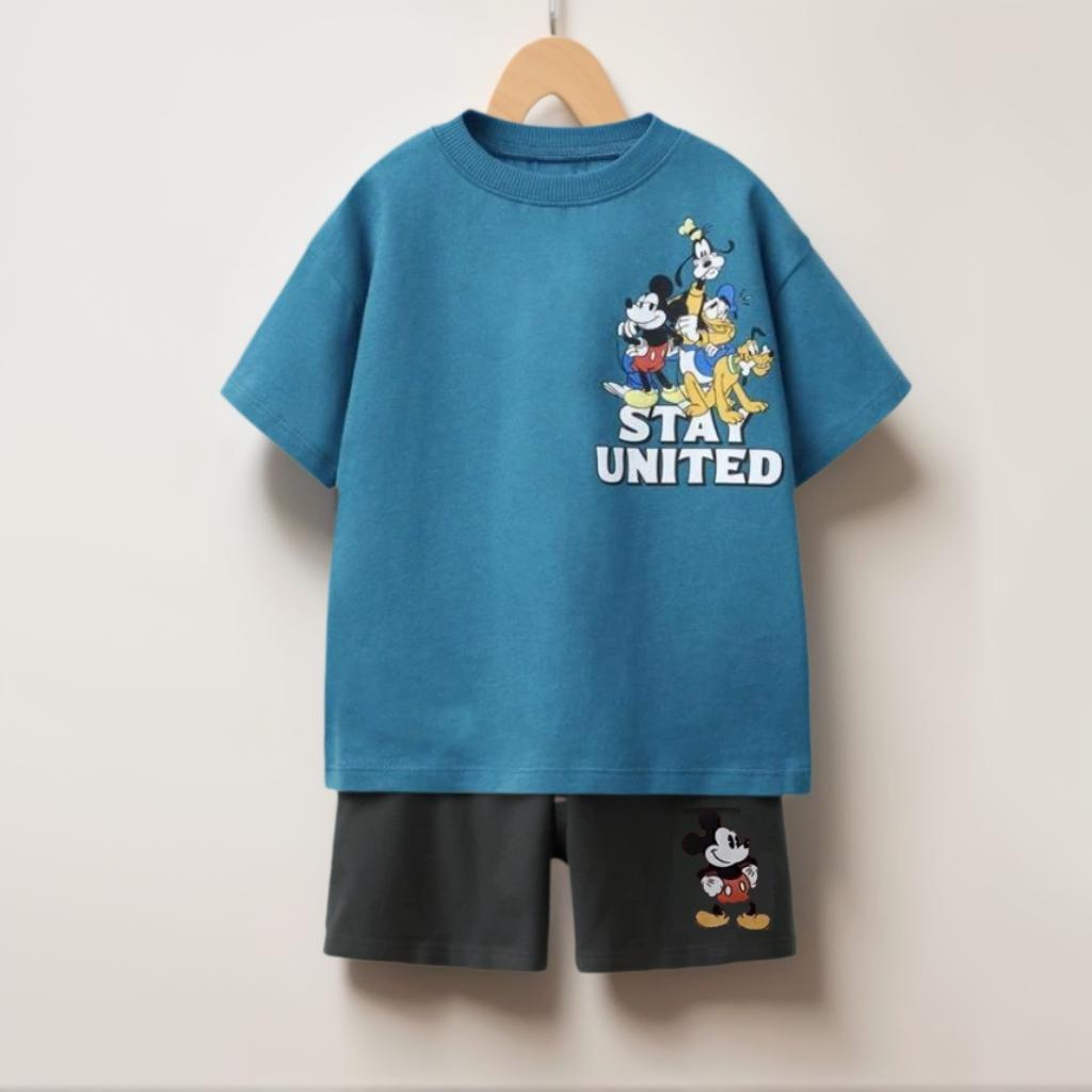 Kids Loose Costume Two Piece Sets Summer New Boys And Girls Sport Clothing Children Casual Colthes Printed Trendy Sets