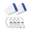 Set of 4 USB C Cables X 3 Fast PD20W Data and with USB Charger (1m + 2m) - Charging, Compatible, High-Speed Transfer, Break-Resistant, Durable,