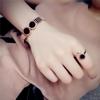 Korean Style Roman Numeral Open Ring: Black & White Shell, Titanium Steel, Rose Gold Plated Women's Fashion Accessory