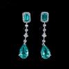 S925 Sterling Silver Paraiba Two-Tone Patchwork Water Drop Dangle Earrings for Women