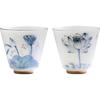 MULTIPOTENT Hand-Painted Gilded Green Lotus Ceramic Tea Cups (2-Pack)