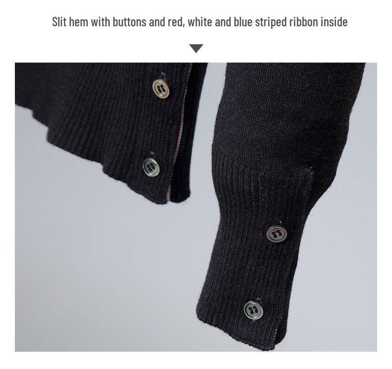 TB BROWIN Wool Four-Bar Round Neck Sweater