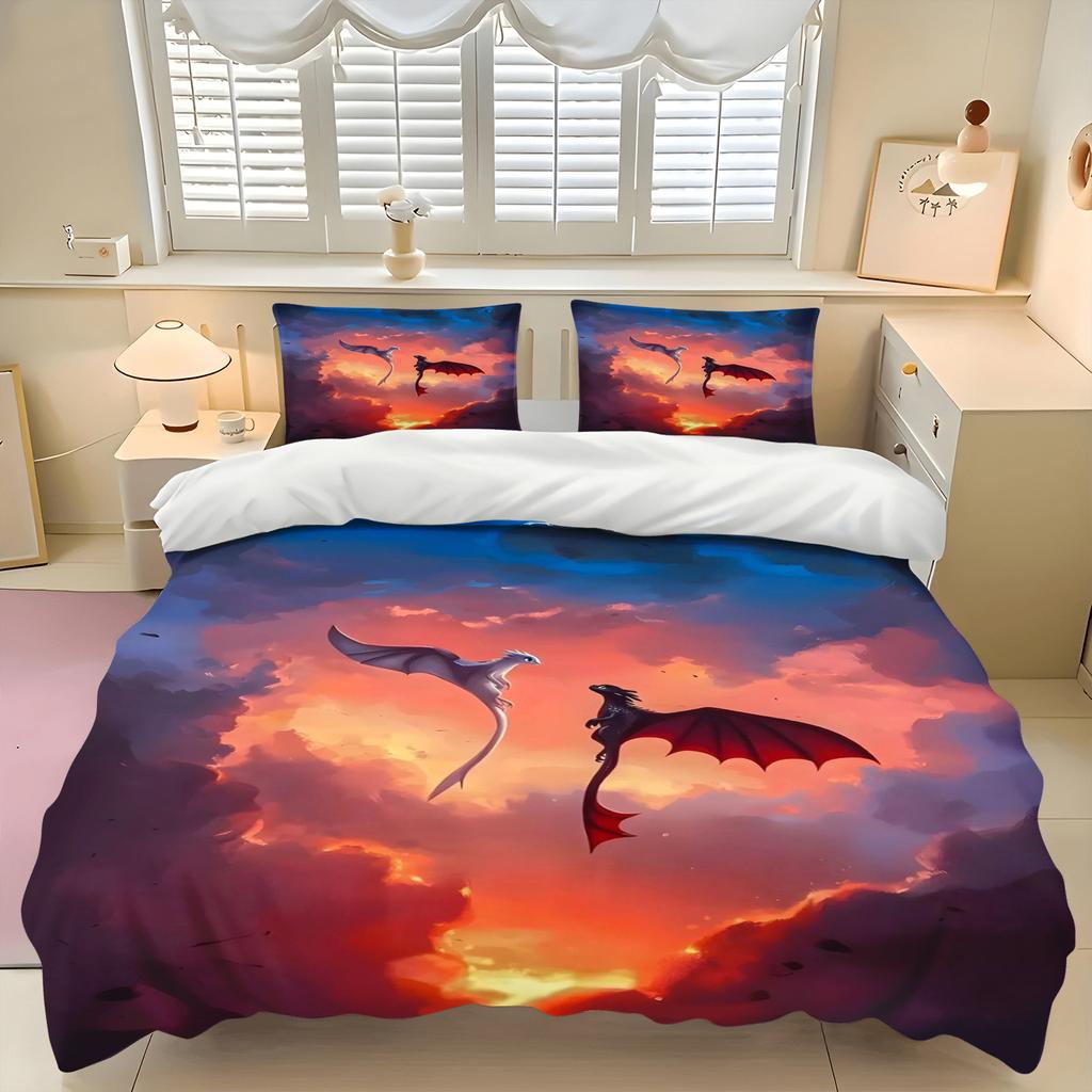 Dragon Cartoon Toothless Quilt Cover Duvet Breathable 2D Cute Printed Bedroom Comforter Warmth Polyester Bedding