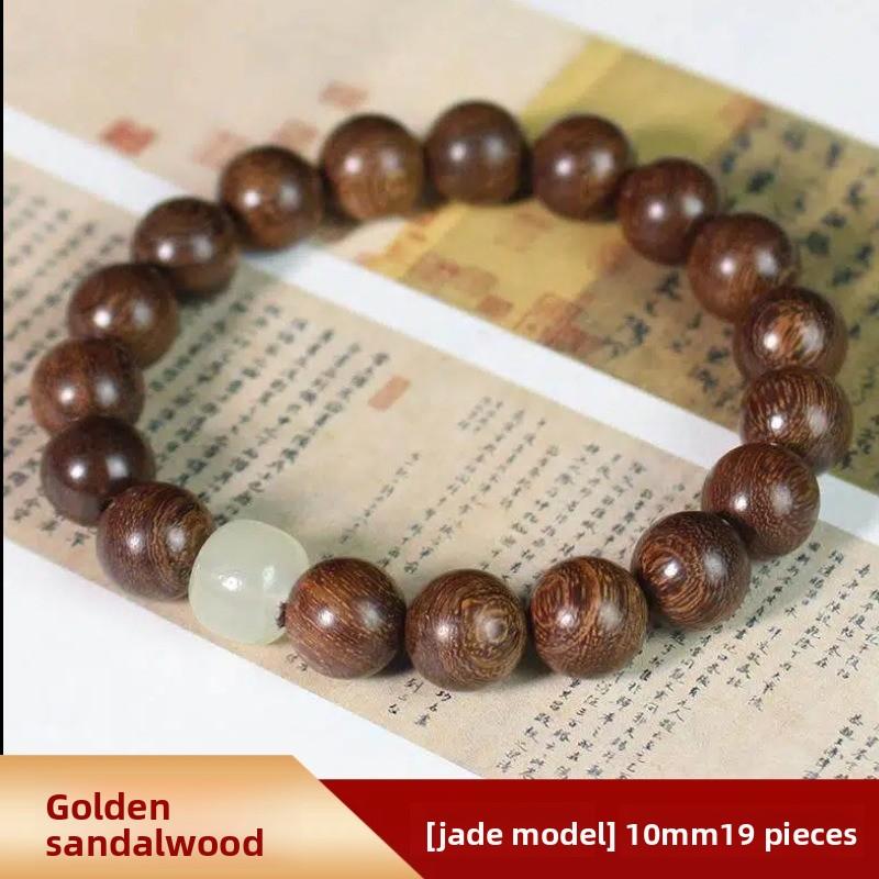 Goldenes Seiden-Sandelholz Armband 2.0 Altes Material Holz Buddha Perlen Armband für Männer und Frauen Paarschmuck Sandelholz Rosenkranz Kultureller Spielschmuck