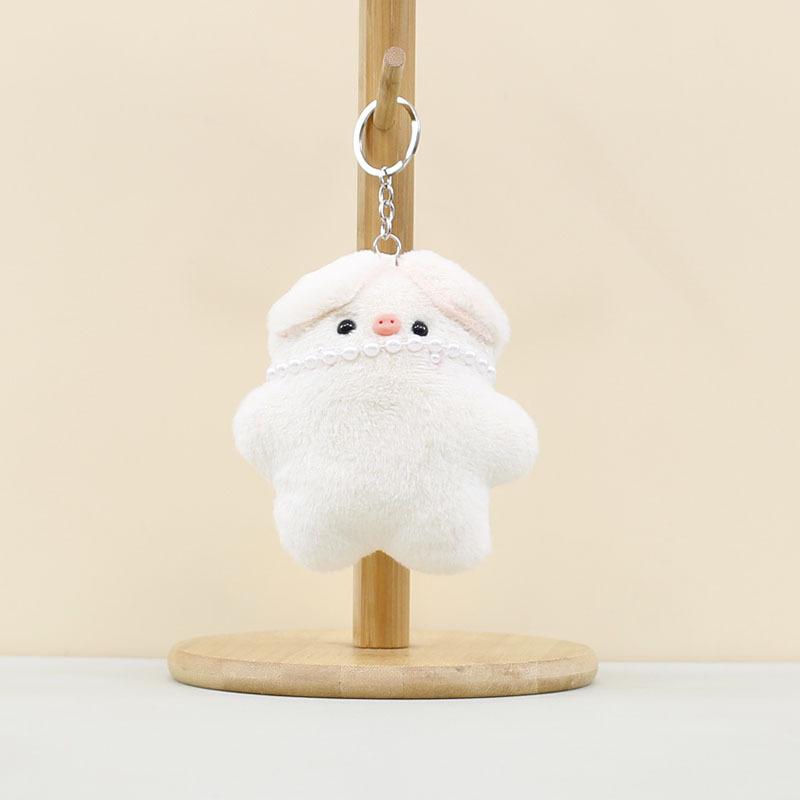 

Очаровательный плюшевый брелок-свинка с милым шарфиком, мягкая набивная кукла для подарков Beige Pearl