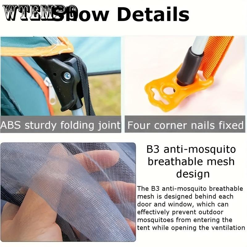 Waterproof Portable Camping Tent - Easy Setup, Durable Oxford Fabric, Alloy Poles, Zip Closure - Dark Green Automatic Multi-beach Thickened Rain Proof