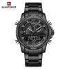 Original Men Watch Quartz Pointer LCD Digital Display Stainless Steel Strap Luminous Pointer Men Outdoor Multifunctional Watch NF9257