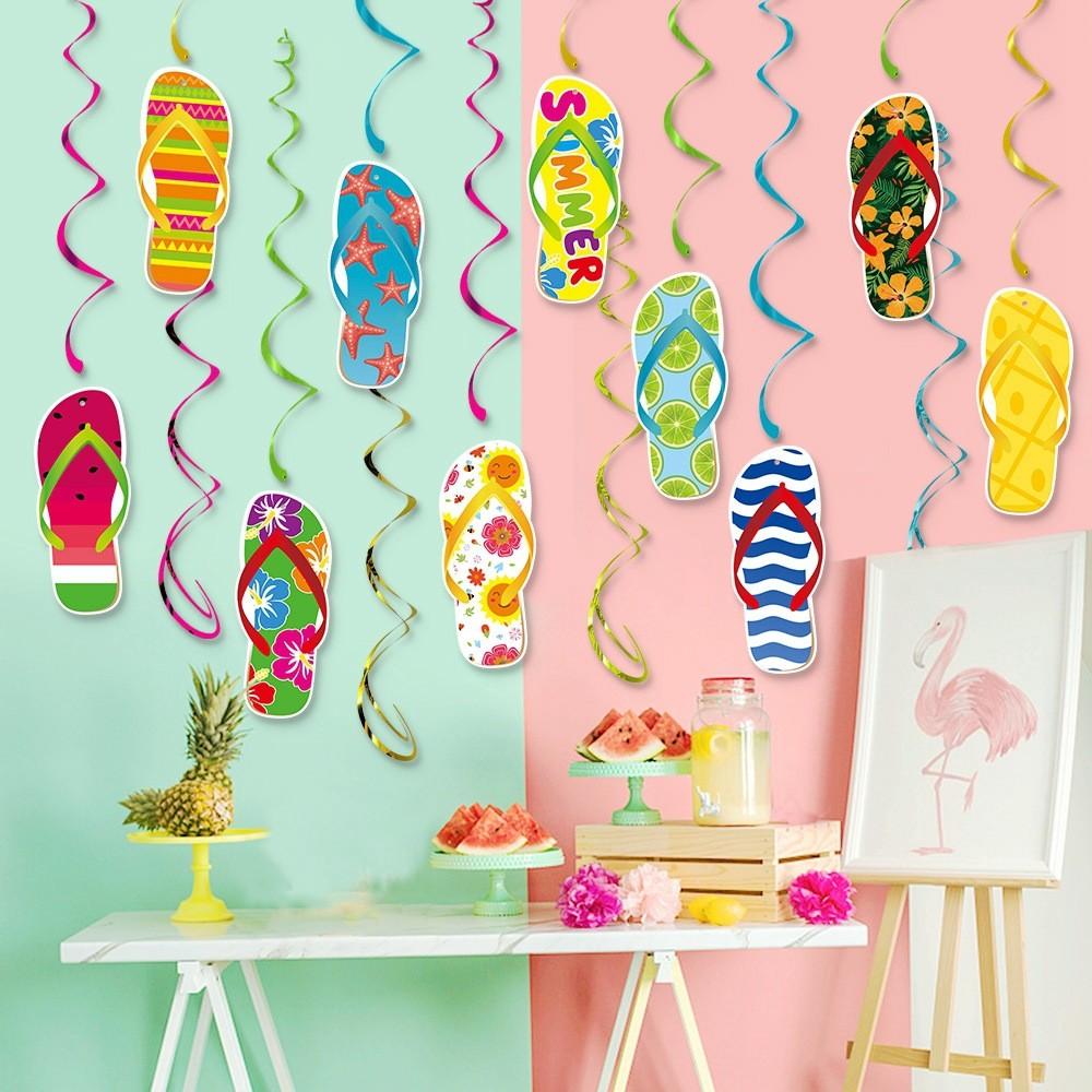 Hawaii Party Summer Decorations Spiral Flip Flops Hanging Decoration Beach For