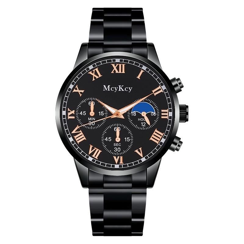 

Mens Watch Quartz Movement And Alloy Case Steel Strap Versatile Fashion StyleD