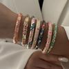 Elegant Enamel Dropped Glaze Flower Texture Bracelet For Women Retro Gold Plated Evil Eye Floral Zircon Bangle Party Jewelry
