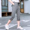 Girls' plaid casual cropped pants