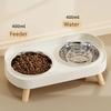 1pc Double-layer Pet Food Bowl, Anti Slip Stainless Steel Raised Bracket with Splash Proof Cat and Dog Supplies