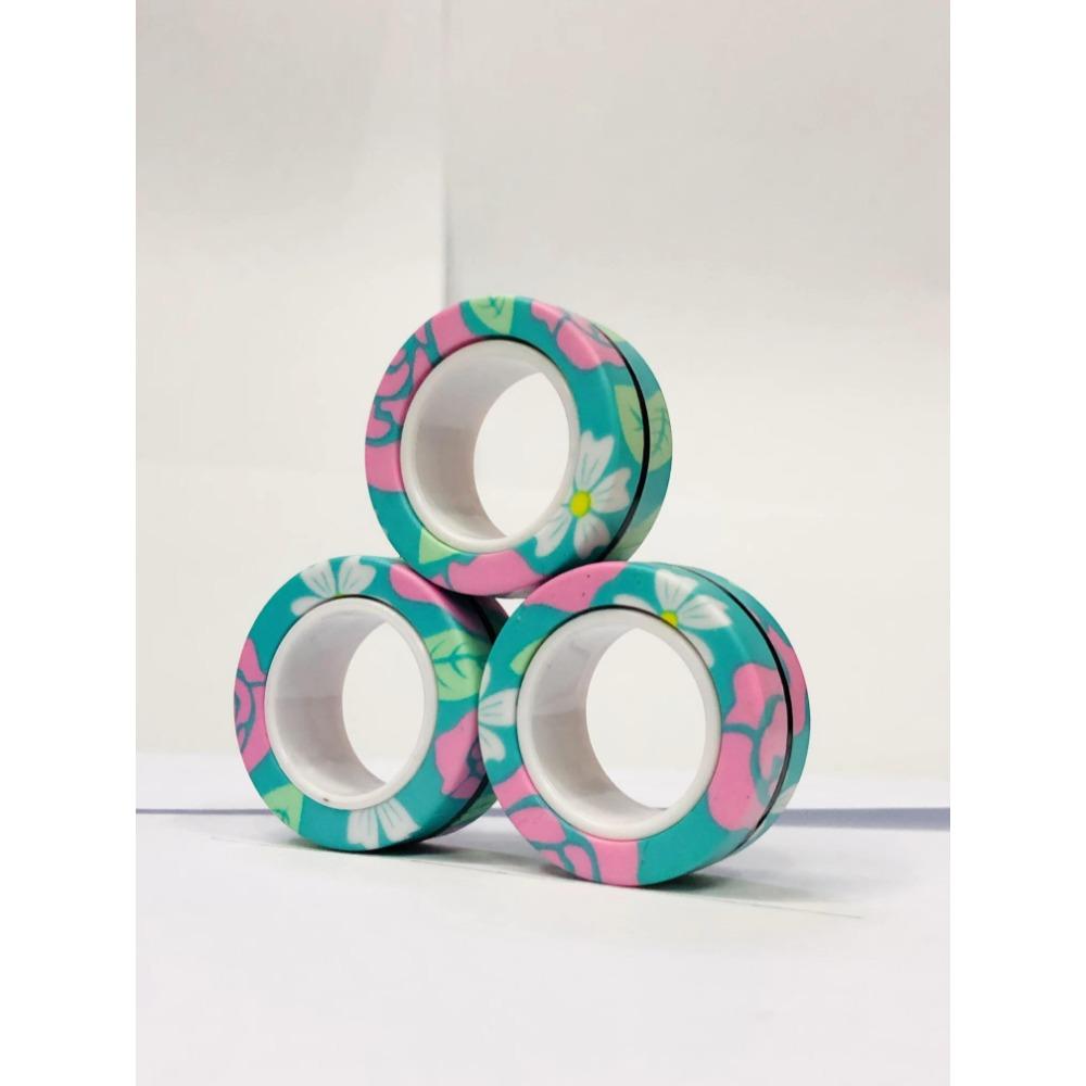 3 adet Parmak Manyetik Yüzük Renkli Fidget Oyuncak Seti Yetişkin Mıknatıslı Dönen Yüzükler Stres Azaltma Anksiyete Giderme Terapisi