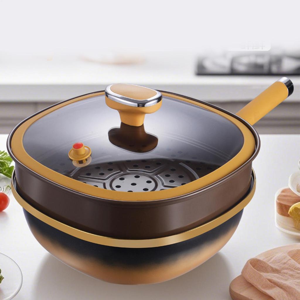 Frying Pan Titanium Alloy Non Stick Frying Pan Deep Skillet Pots with Lid Kitchen Accessories for Home Cooking Eggs Pancake