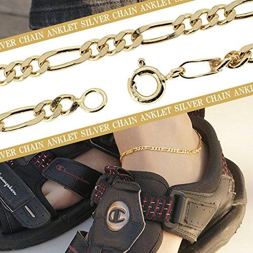 [Shinjuku Gin No Kura] Figaro Chain Gold-Colored Silver 925 Men's Anklet, Simple Design