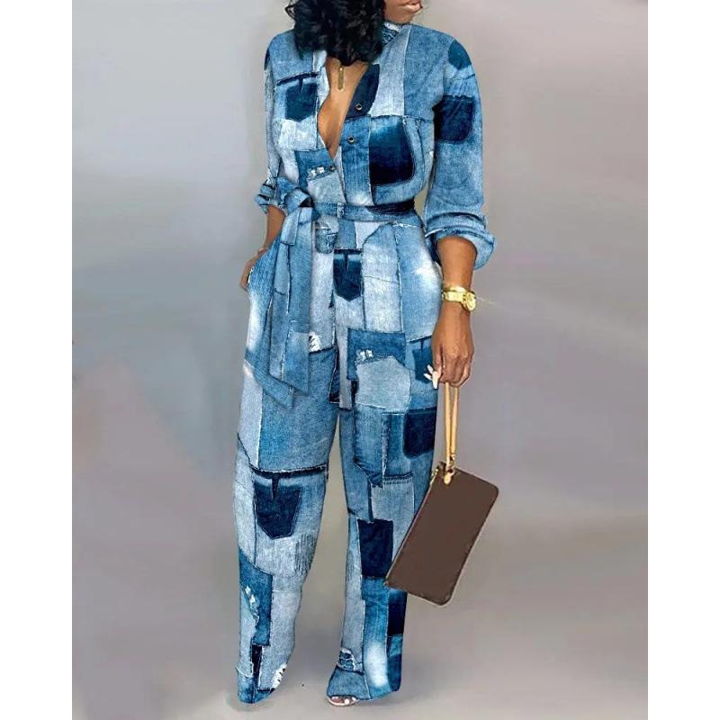 Women's Loose Large Size Jumpsuit 1116 Autumn and Winter High Waist Casual Straight Jumpsuit Europe