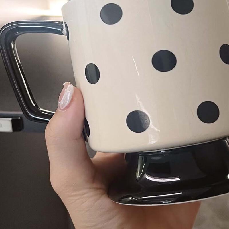 

SX Black and White Polka Dot Ceramic Coffee Mug Set
