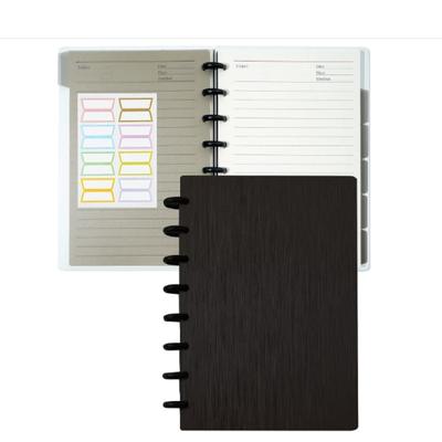 6 Pasta Disc Planner Black Discbound Notebook Recarregável Trabalho