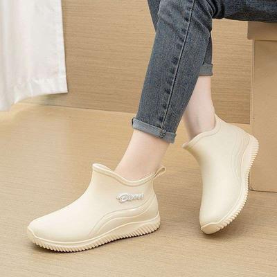 Mode regenlaarzen mannen en vrouwen dragen korte buis waterschoenen lage buis slijtvaste rubberen schoenen warme koppel waterdichte antislip schoenen
