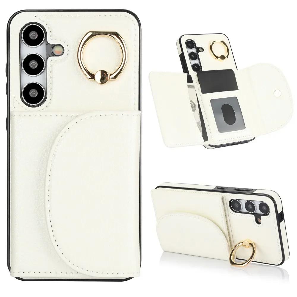 Ringständer Kartenhalter Handyhülle für Samsung Galaxy S21 S23 FE S22 S24 S25 Ultra S26 Plus A36 A15 A55 A35 A16 A56 Lederhülle