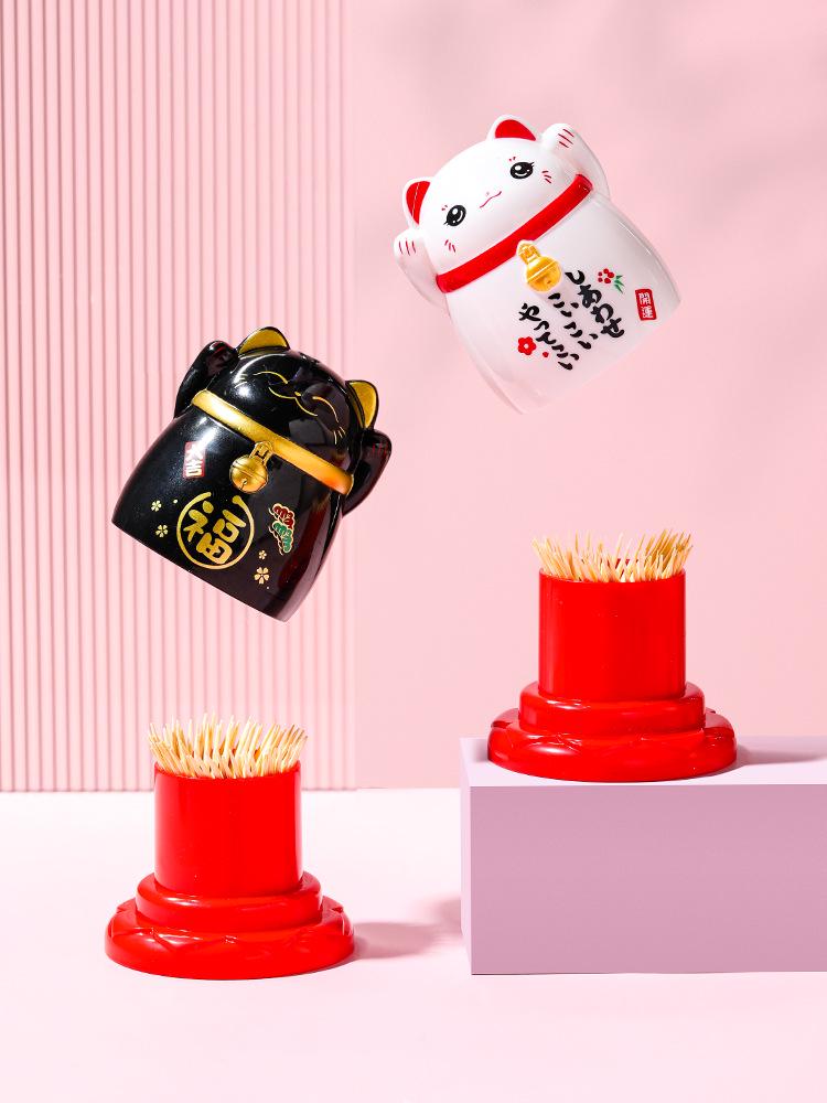 Mimu Lucky Cat Toothpick Holder - Cute, Creative, Simple Plastic Design