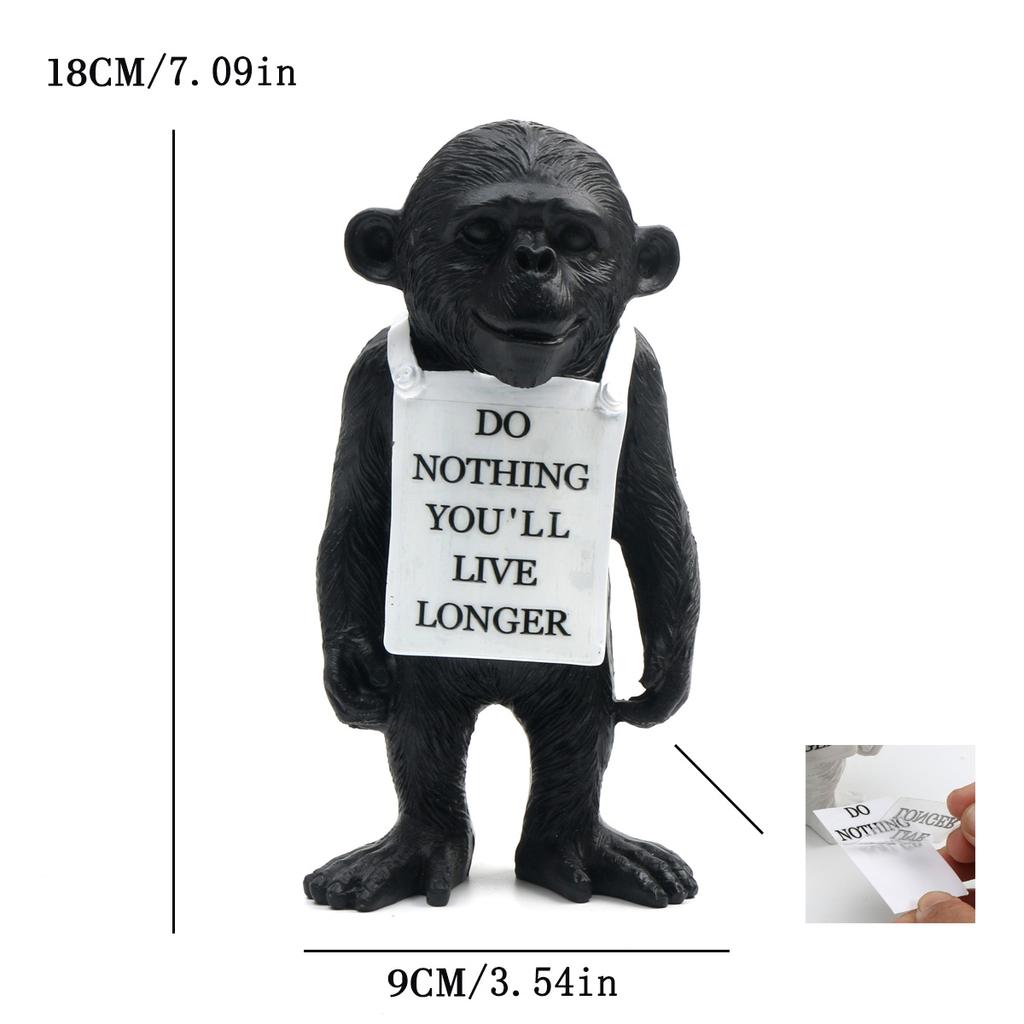Monkey Gorilla Sculpture Home Decoration Creative Decoration Black and White Tag Modern DIY Mood Board Creative Furnishings