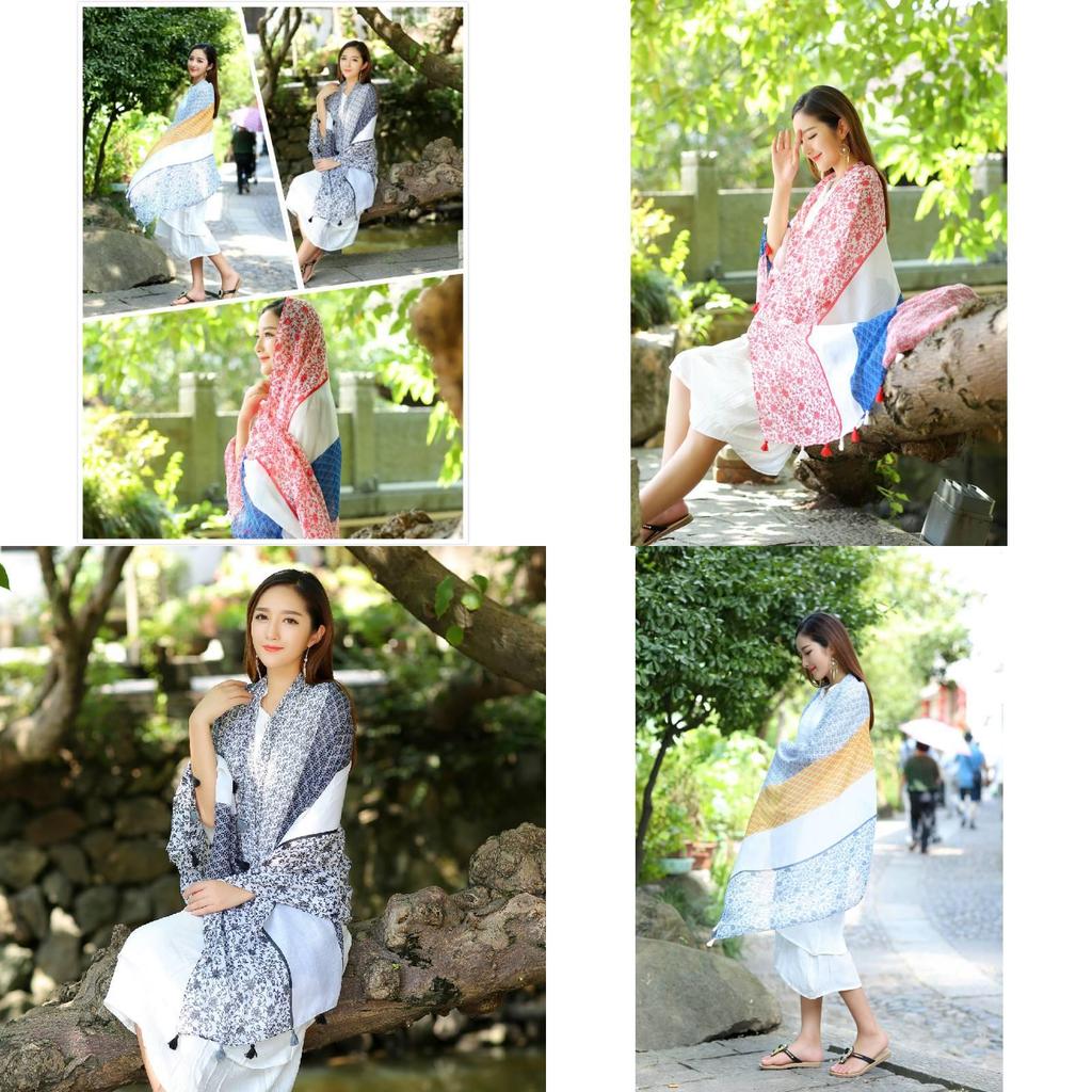 Ethnic Style Shawl For Women Lightweight Summer Scarf With Print Design For Travel And Beach