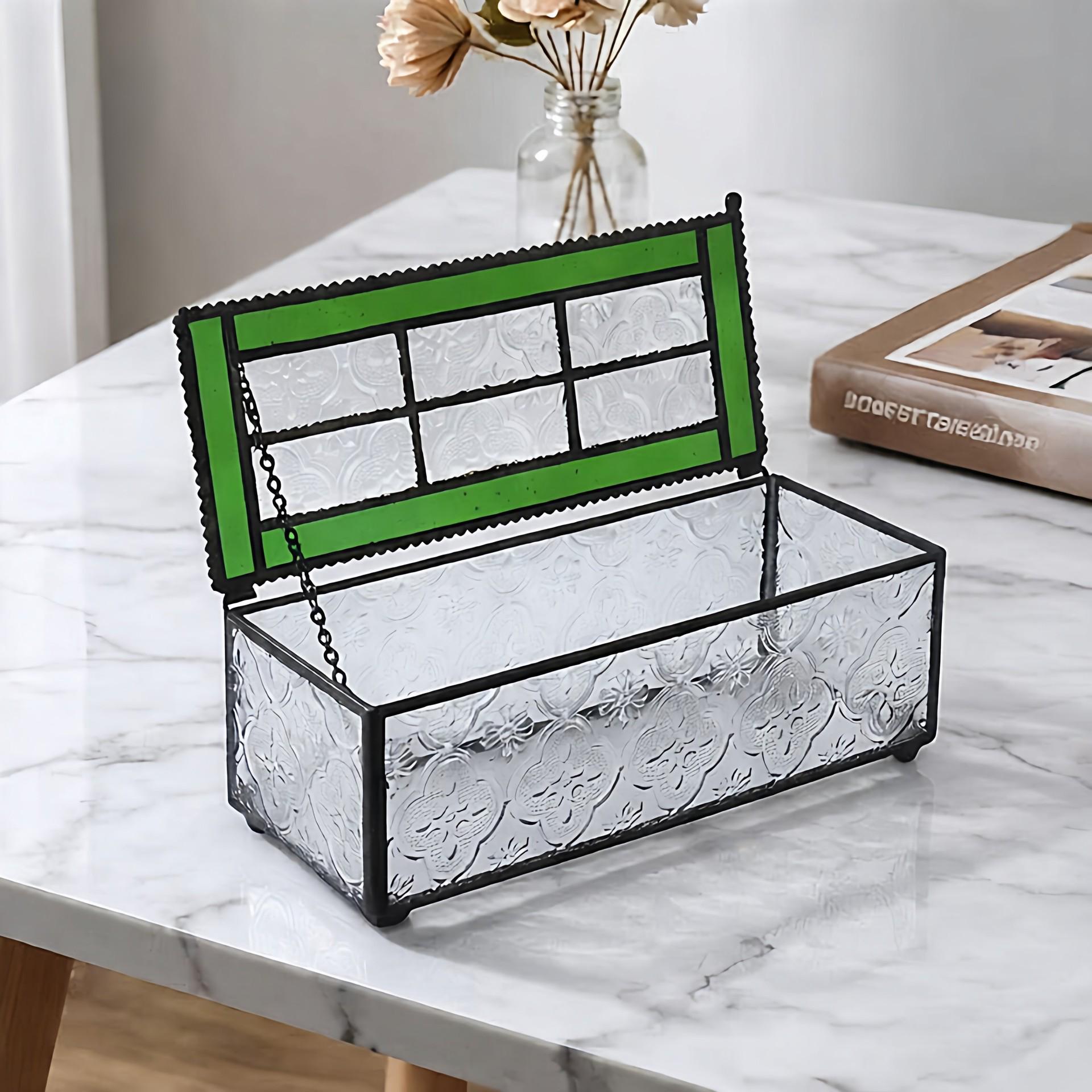 

Glass Jewelry Box for Home Decor: Ring & Earring Storage Display for Bedroom Dressing Table 18*7.5*7cm чёрный/олова