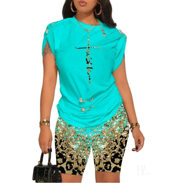 Summer 3D Print Oversized Casual Top & Shorts Set Sets Casual Two Fashion Casual Pieces for Women Tracksuits