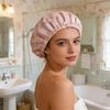 Double Layer Shower Cap Satin Lined Shower Bonnet New Bathing Hair Cover  Salon Use
