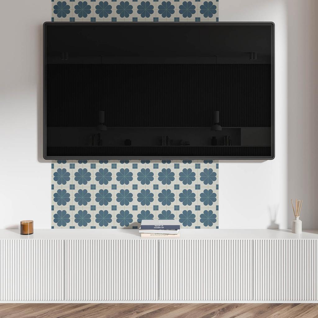 Self-Adhesive Panel With Print - Perfect For The Kitchen 100x50 Cm Floral Checkered Pattern