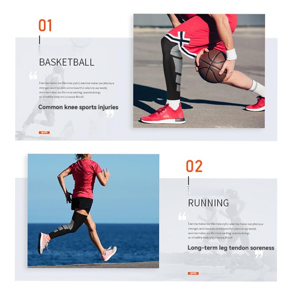 Gobygo 1Pcs Sports Knee Pads Extended Thigh And Calf Protectors Outdoor Basketball Cycling And Running Protective Gear Men Women