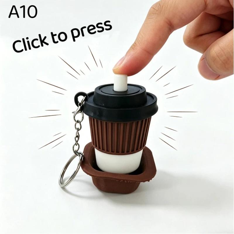 Anti-Stress Ice Cream Cone Keychain 1Pcs Soft Calming Finger Button Fidget Toy for Office Workers Anxiety Relief