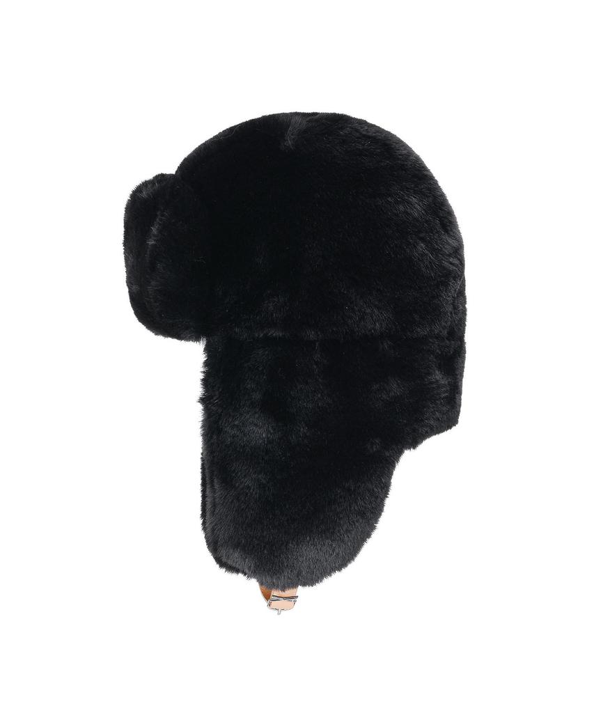 Bajal Va Studded Buckle Fur Trooper Hat Black